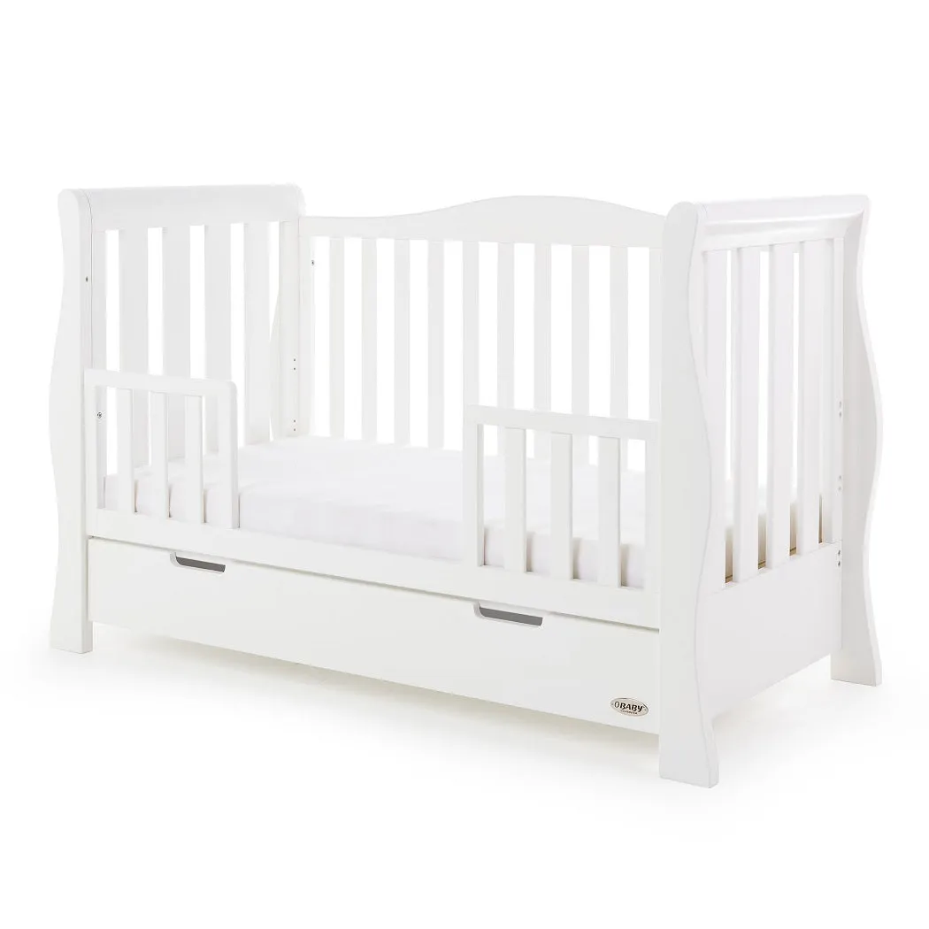 Obaby Stamford Luxe Sleigh Cot Bed with Drawer (White)