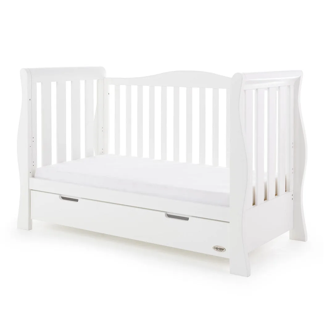 Obaby Stamford Luxe Sleigh Cot Bed with Drawer (White)