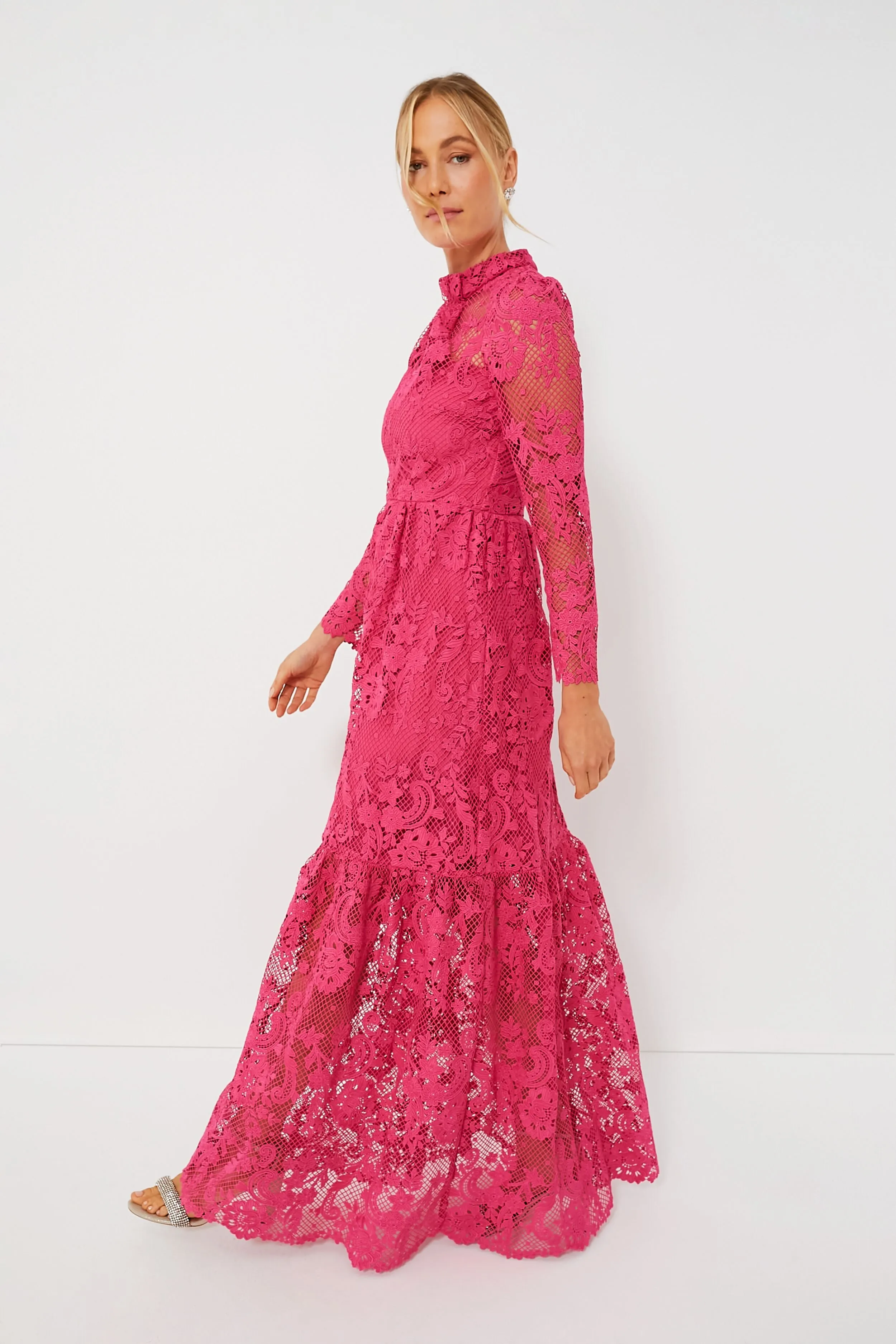 Pink Lace Maxi Dress