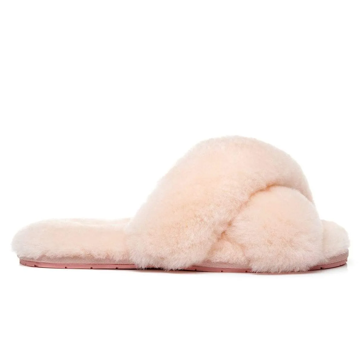 Premium Cross Fluff UGG Slides