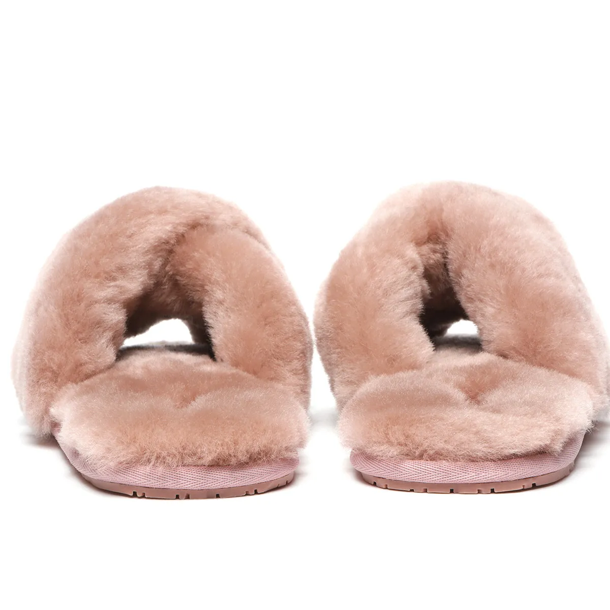 Premium Cross Fluff UGG Slides