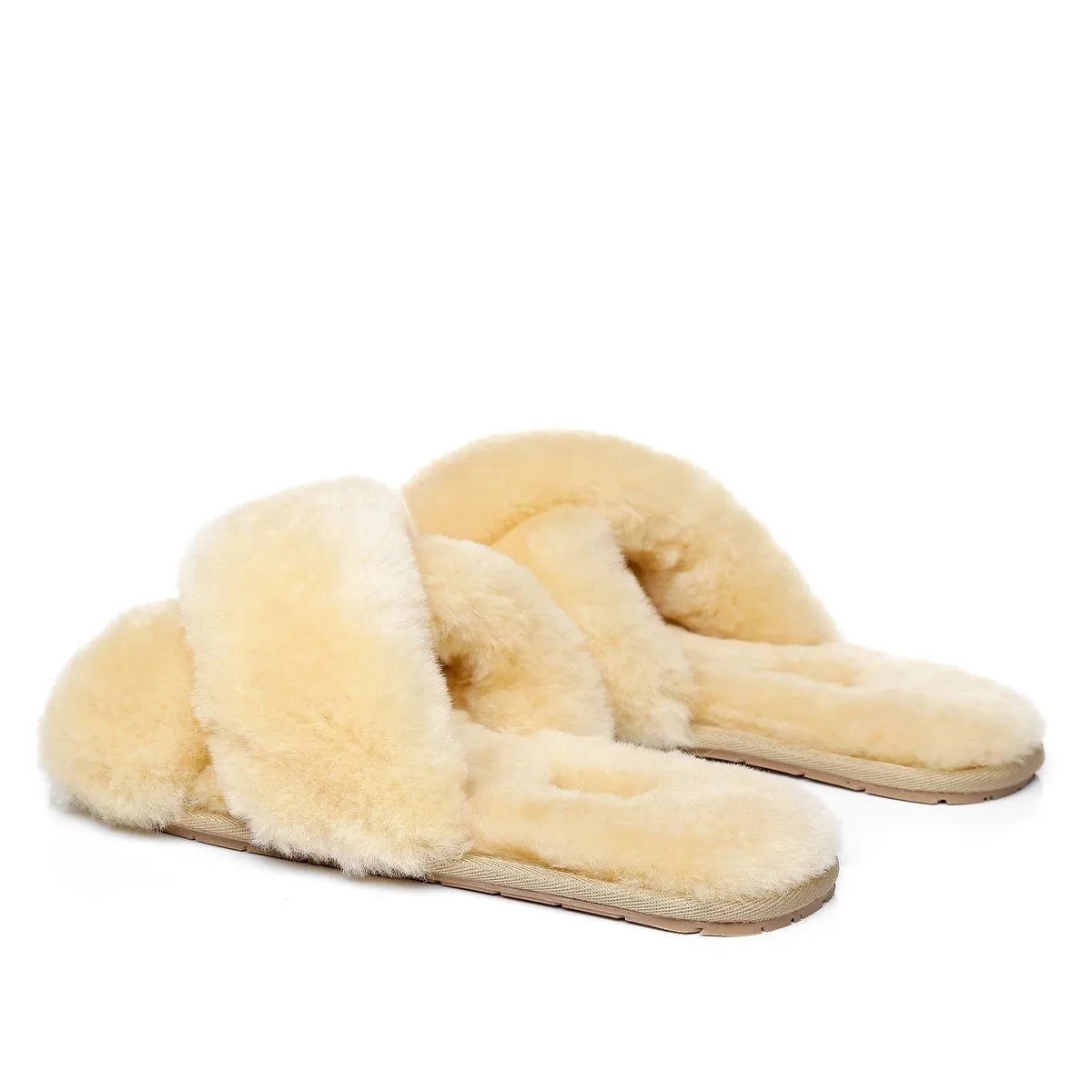 Premium Cross Fluff UGG Slides