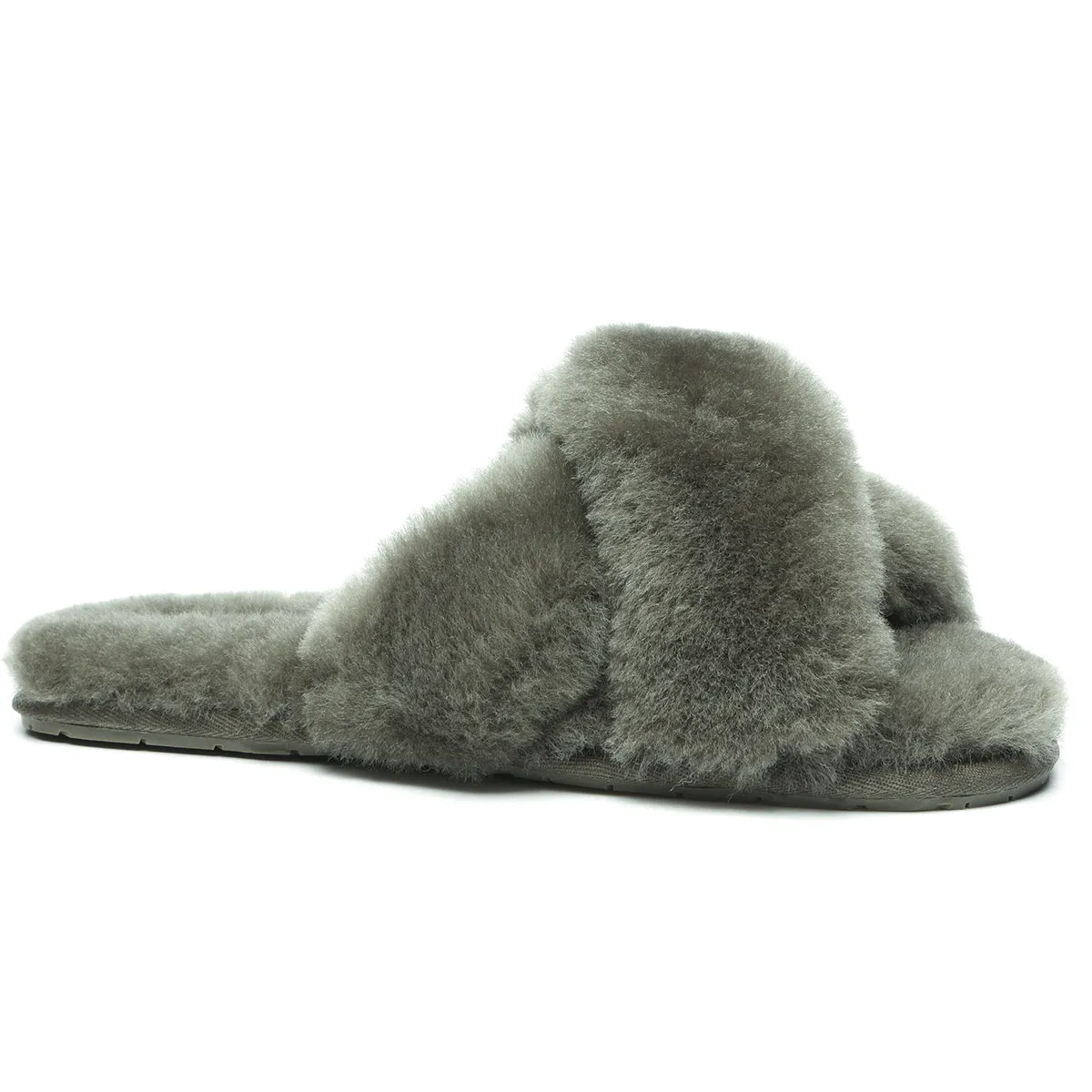 Premium Cross Fluff UGG Slides