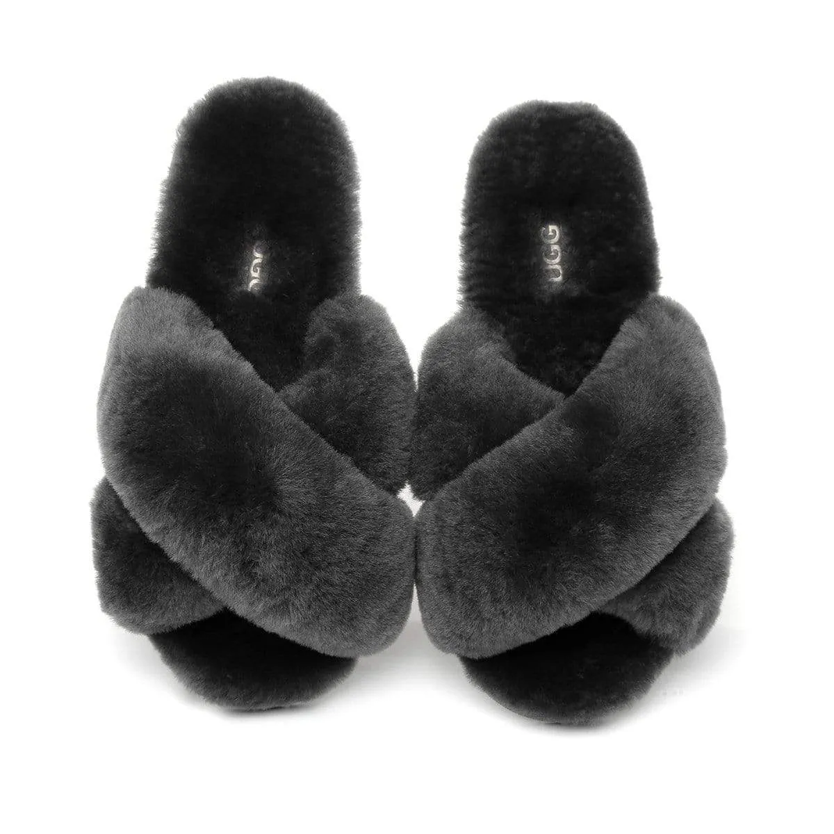 Premium Cross Fluff UGG Slides