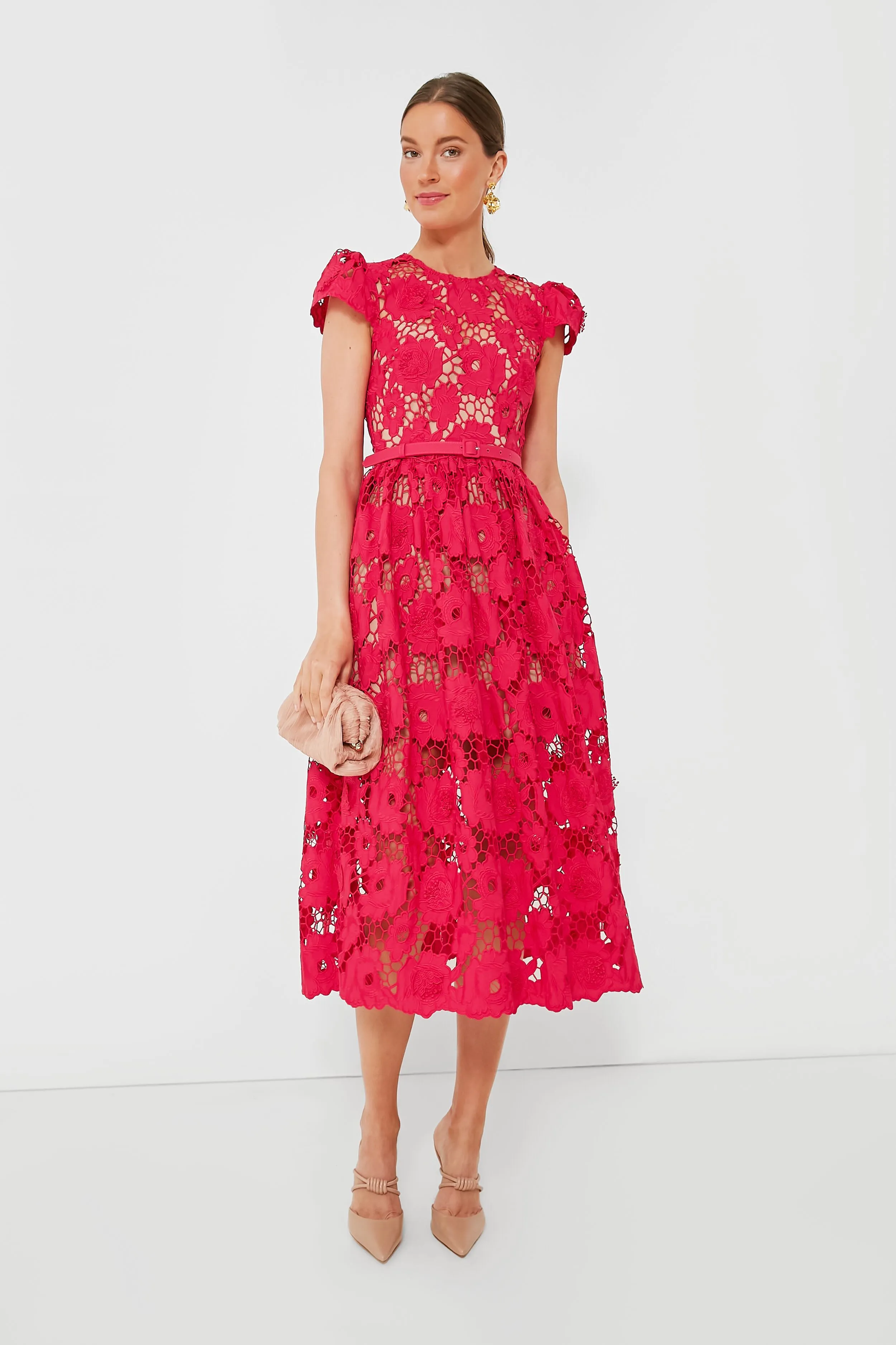 Red Poppy Midi Dress