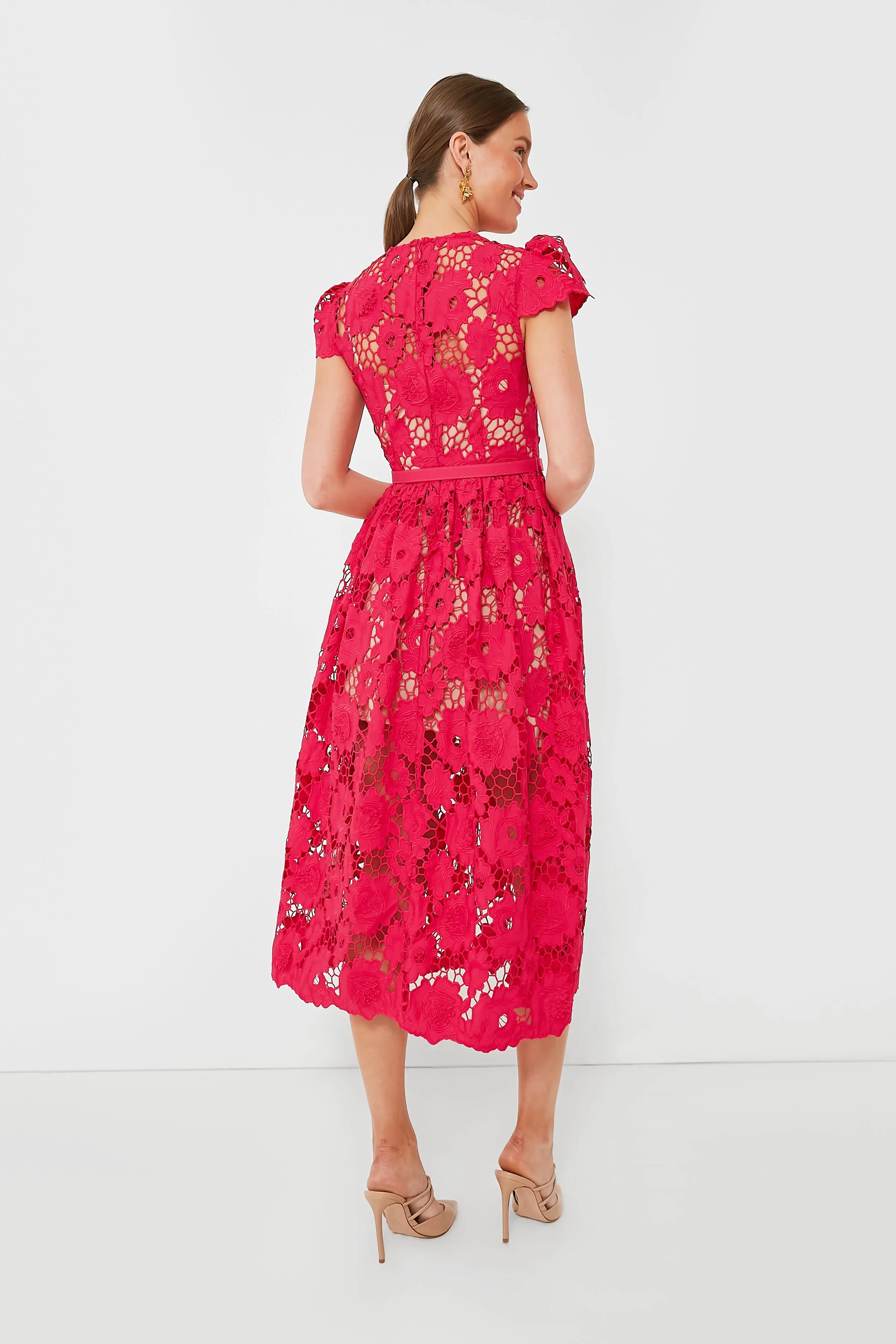 Red Poppy Midi Dress