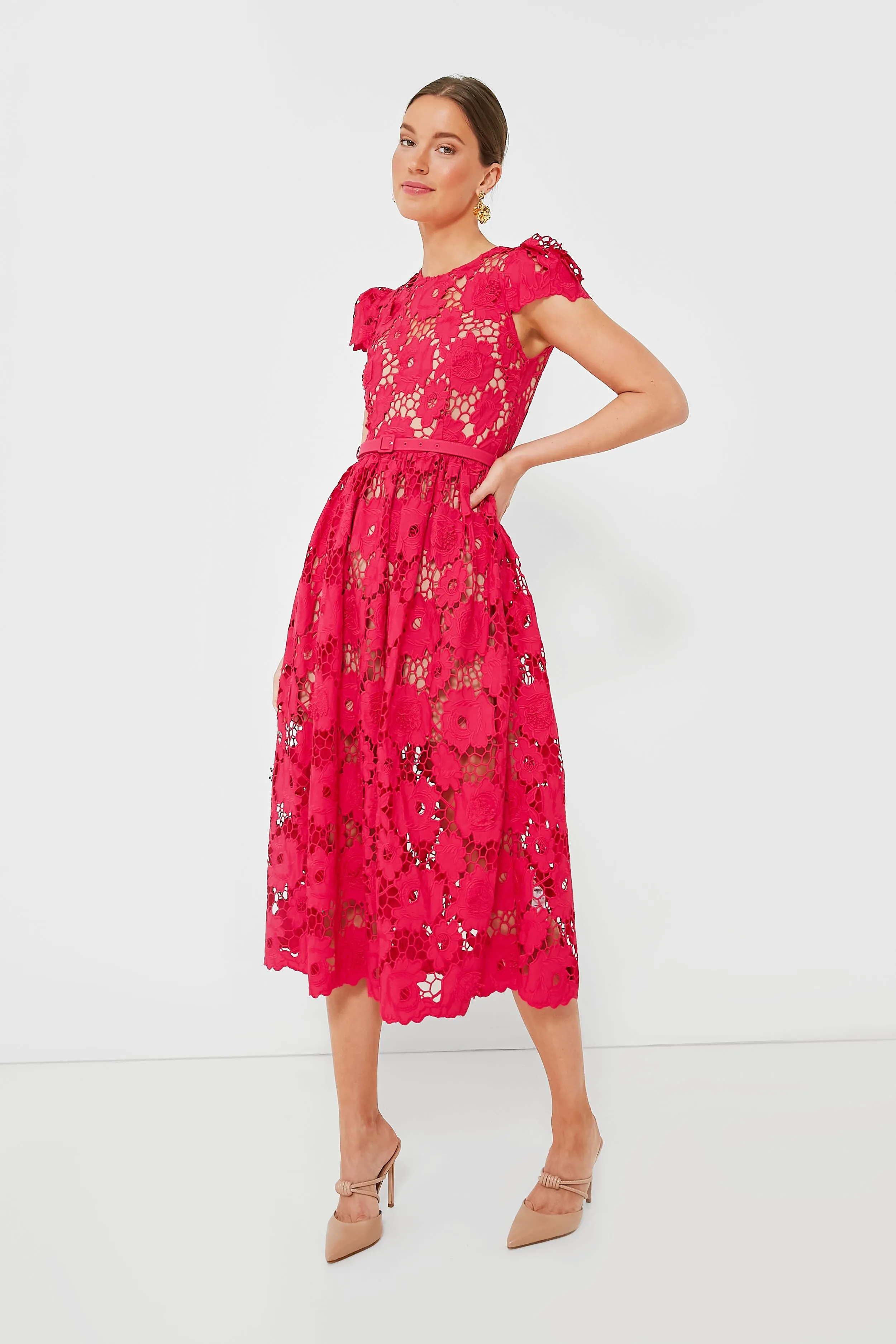 Red Poppy Midi Dress