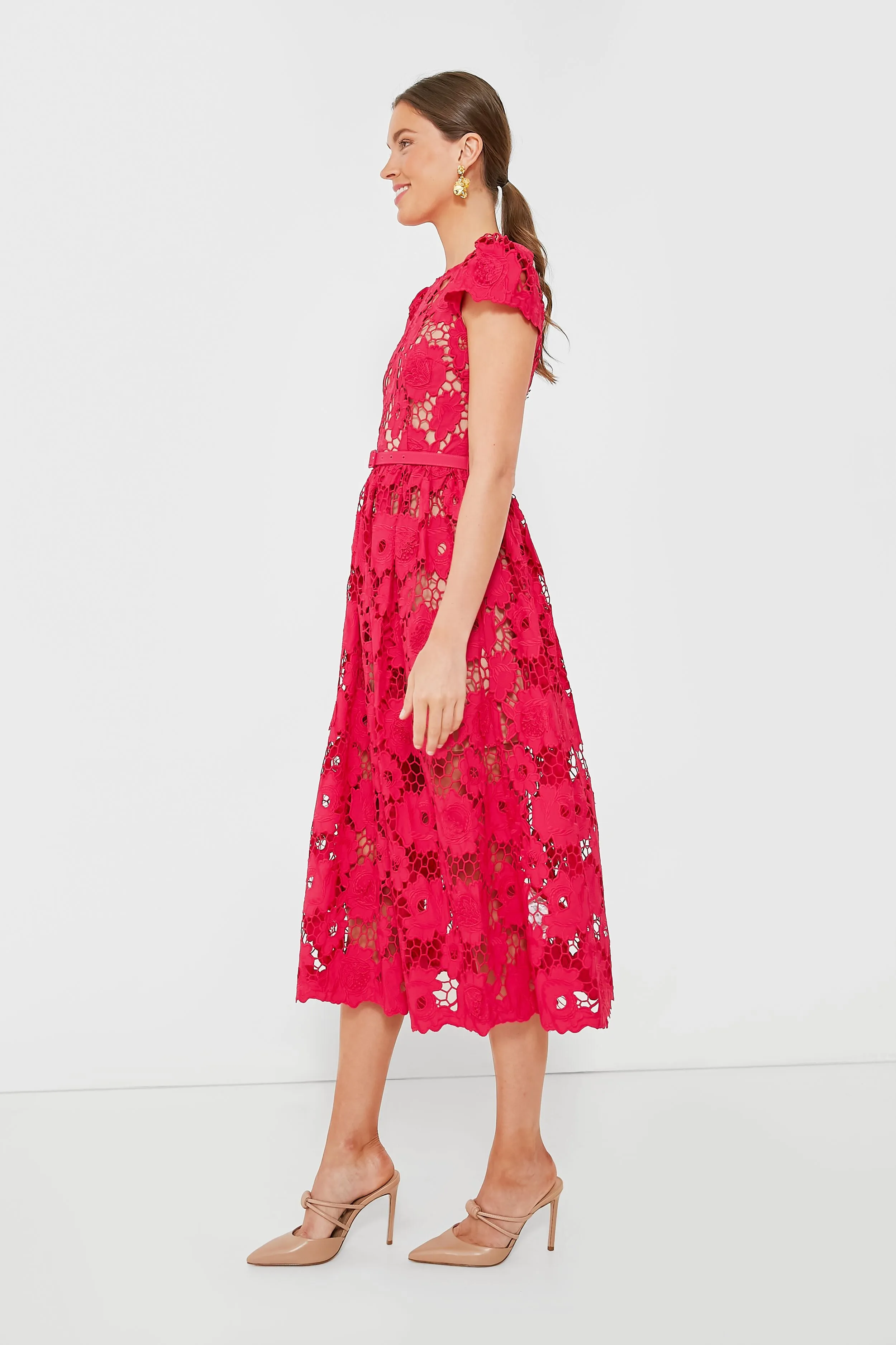 Red Poppy Midi Dress