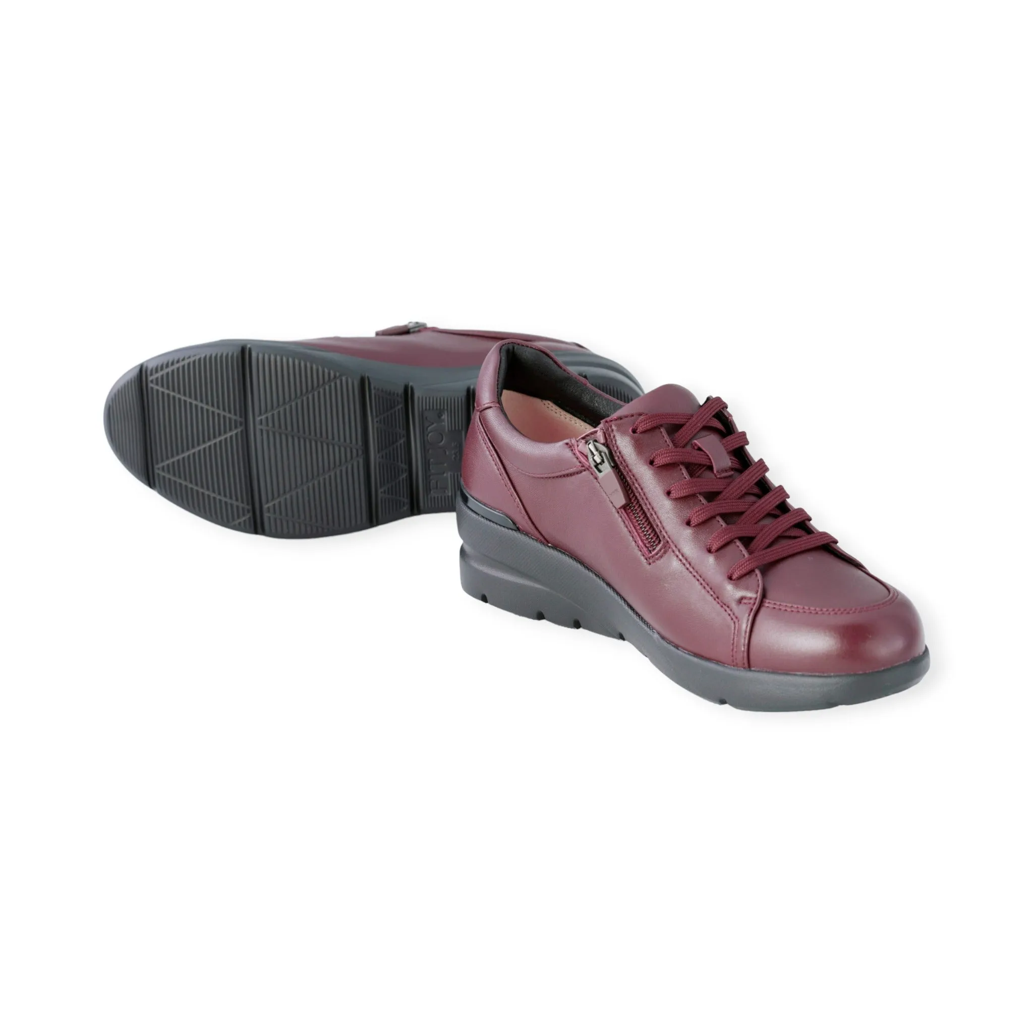 Sheepskin lace-up sneakers with zipper #FJ033