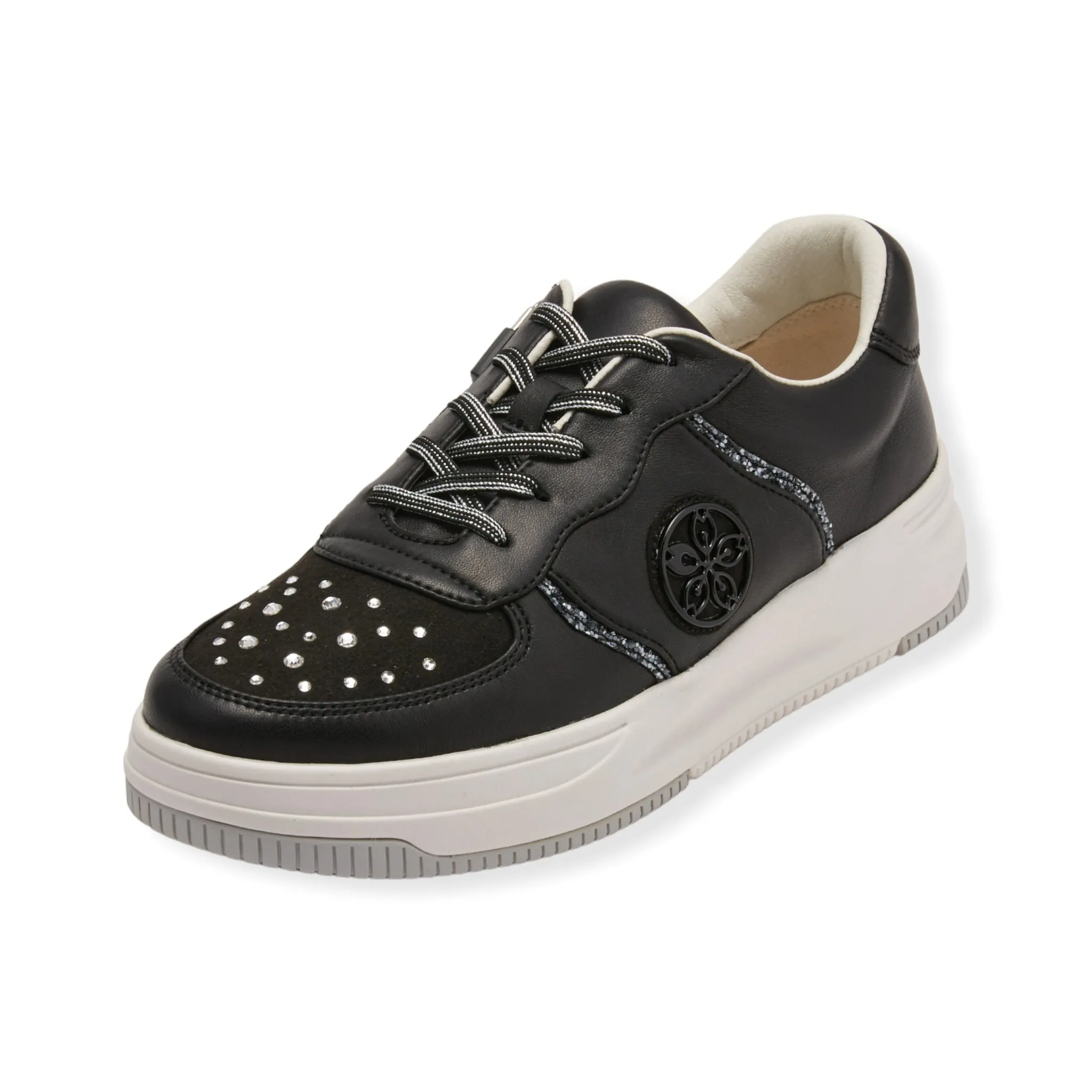 Sheepskin leather sneaker with Swarovski crystal glass  #FJ094