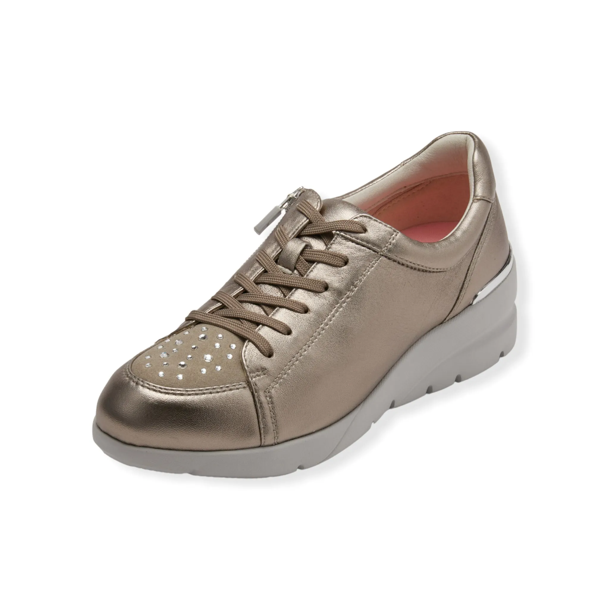 Sheepskin Raised heel sneakers with Swarovski crystal #FJ032