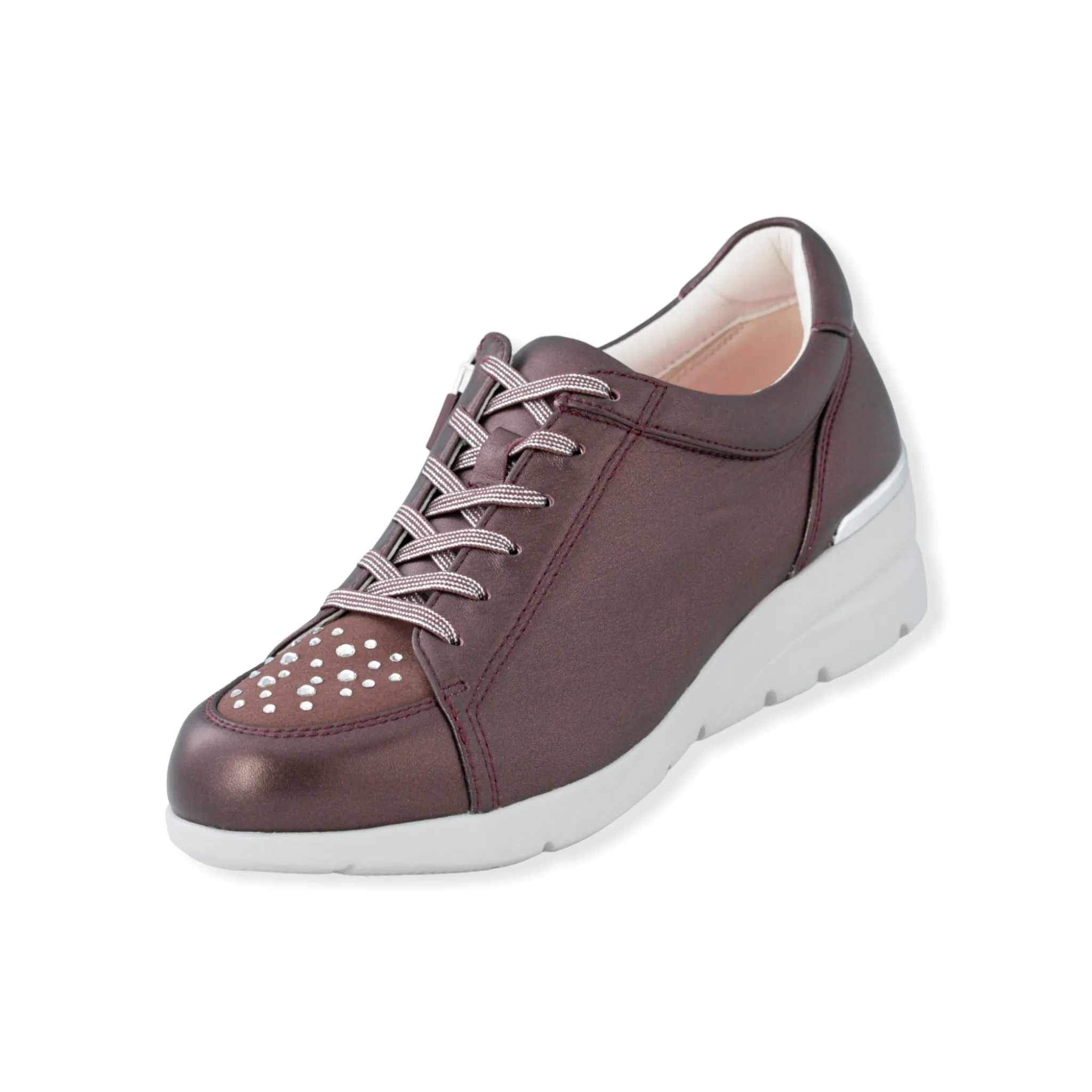 Sheepskin Raised heel sneakers with Swarovski crystal #FJ032