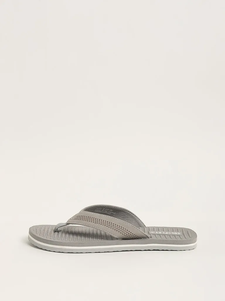 SOLEPLAY Grey Mesh Thong Flip-Flops