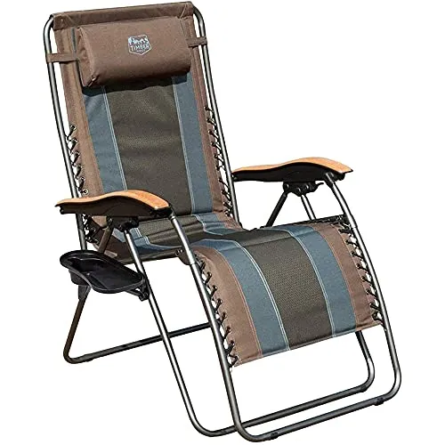 Timber Ridge Zero Gravity Chair Oversized Recliner Padded Folding Patio Lounge Chair 350lbs Capacity Adjustable Lawn Chair with Cup Holder, Headrest, for Outdoor, Camping, Patio, Lawn